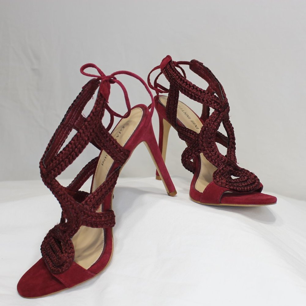 Gianni Bini Burgandy Wine Open Toe Stiletto Heels size 7.5